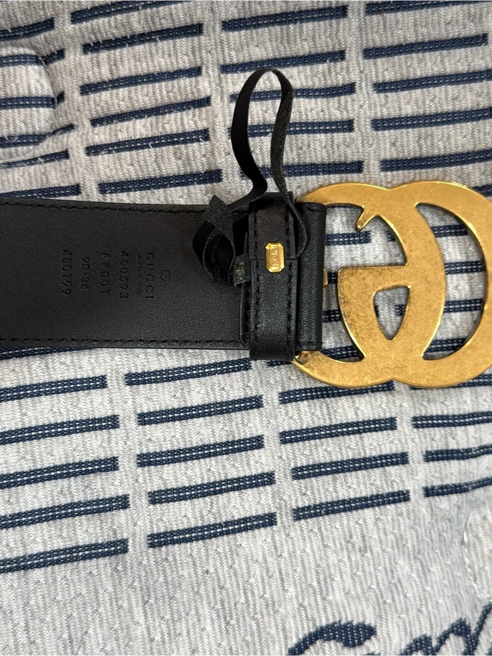 Gucci Black Leather Belt with Gold Interlocking GG Buckle